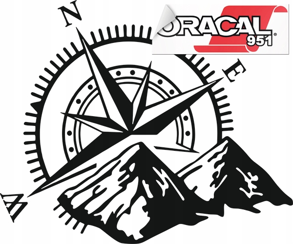 NAKLEJKA NA SAMOCHÓD KOMPAS GÓRY OFFROAD 18x18 951