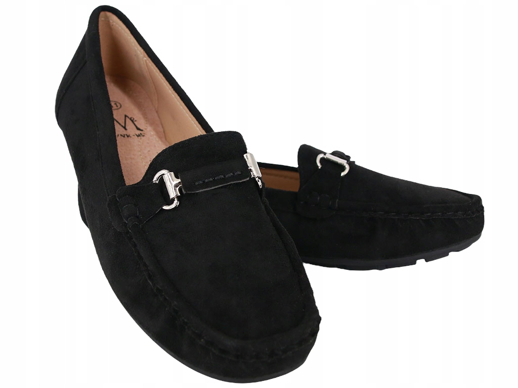 Pohodlné Mokasíny Dámské Semišové Boty Černé Jarní Polobotky 44