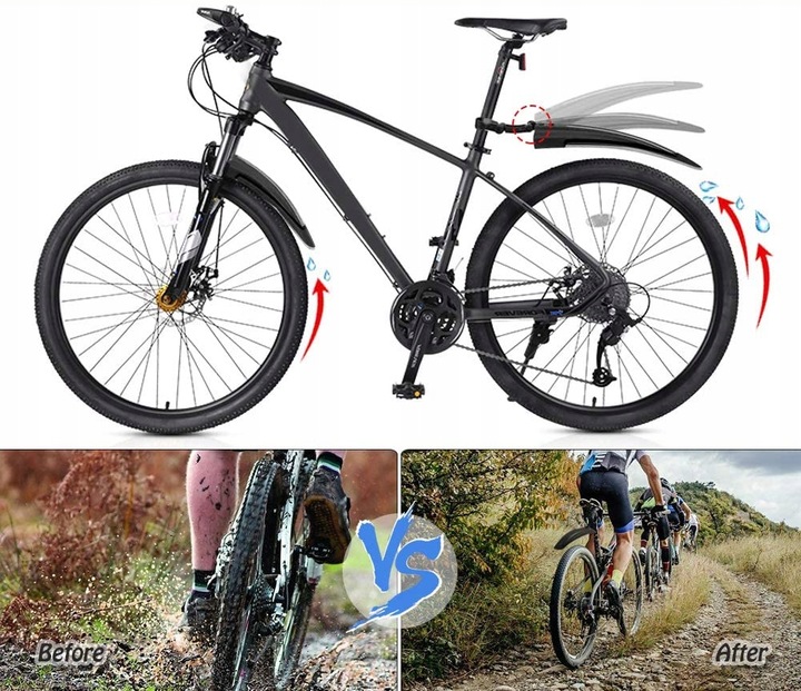 BŁOTNIKI ROWEROWE PRZÓD TYŁ DO ROWERÓW ZESTAW BŁOTNIKÓW KOMPLET ROWER 2 SZT Rodzaj komplet