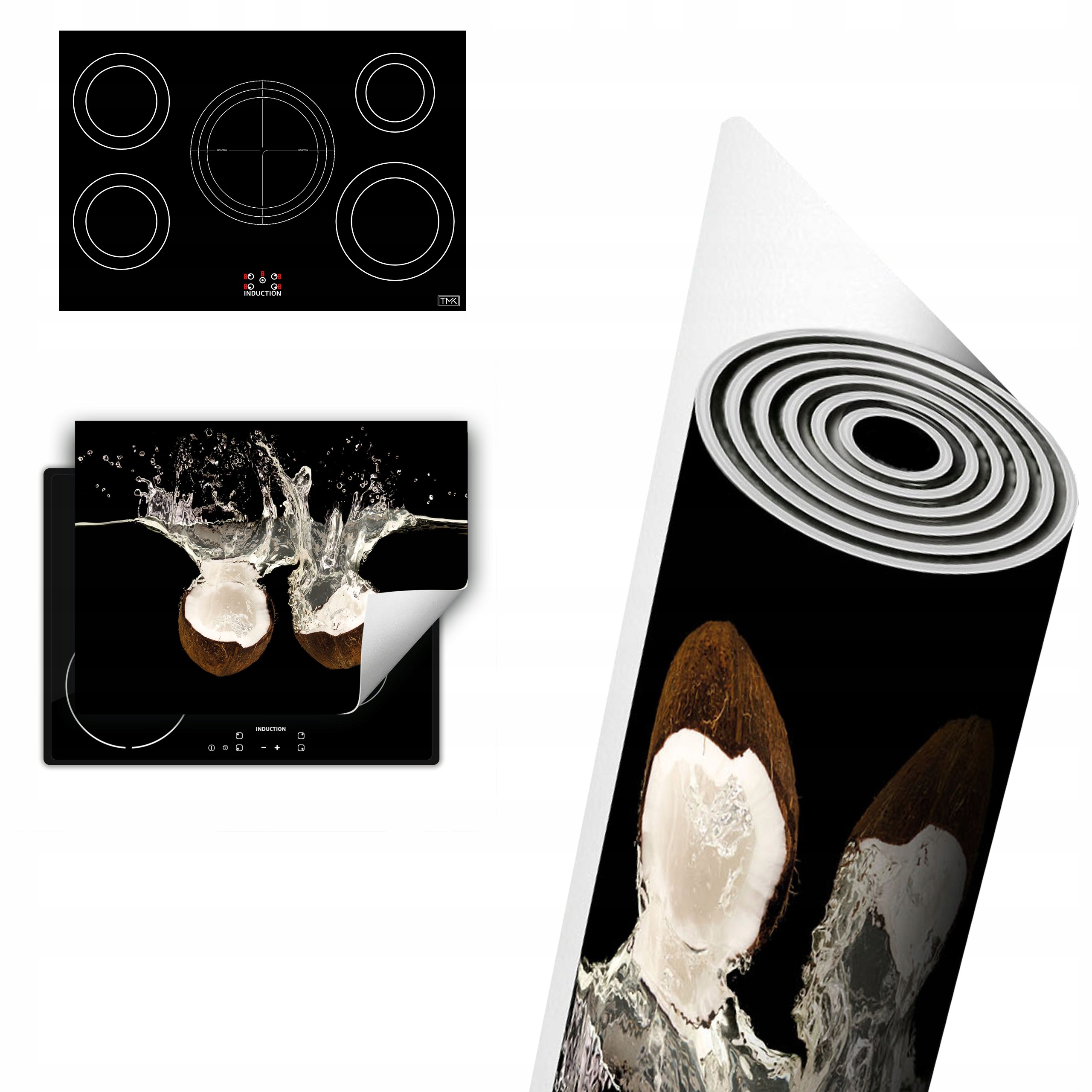 Vinylová Ochranná Deska Na Indukci 80x52 černá kokos