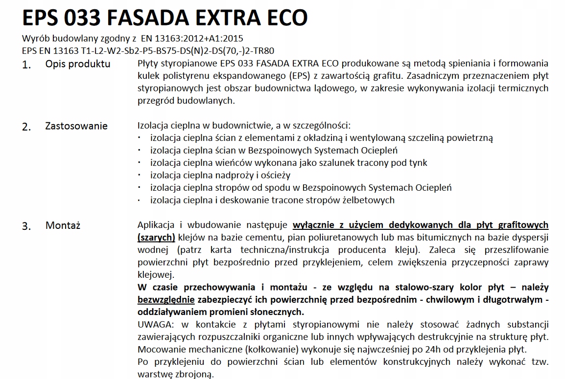 Styropian Genderka Fasada Extra ECO 0,033 20cm Kod producenta ECO fasada