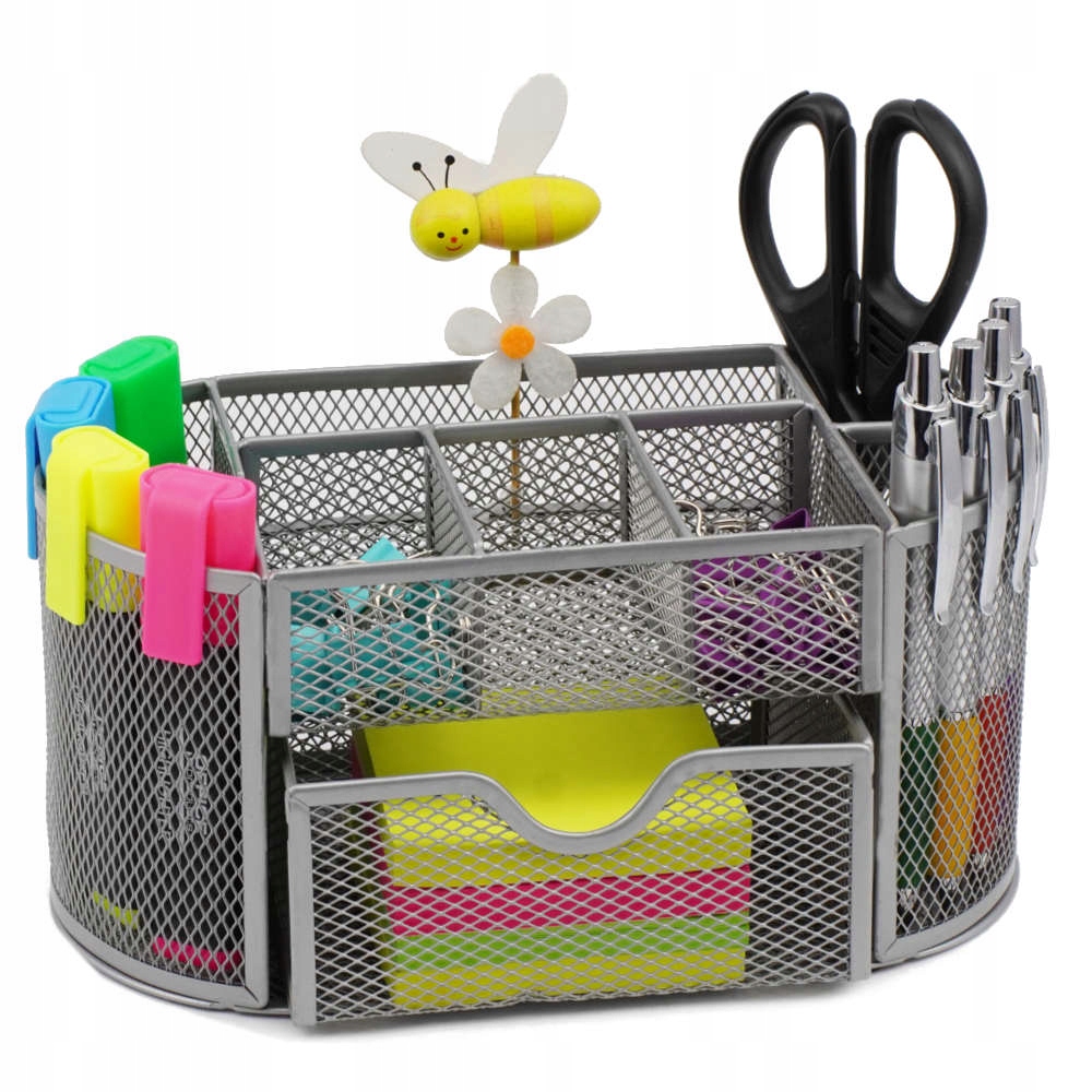 

Przybornik Pojemnik Biurko Organizer Metal Siatka