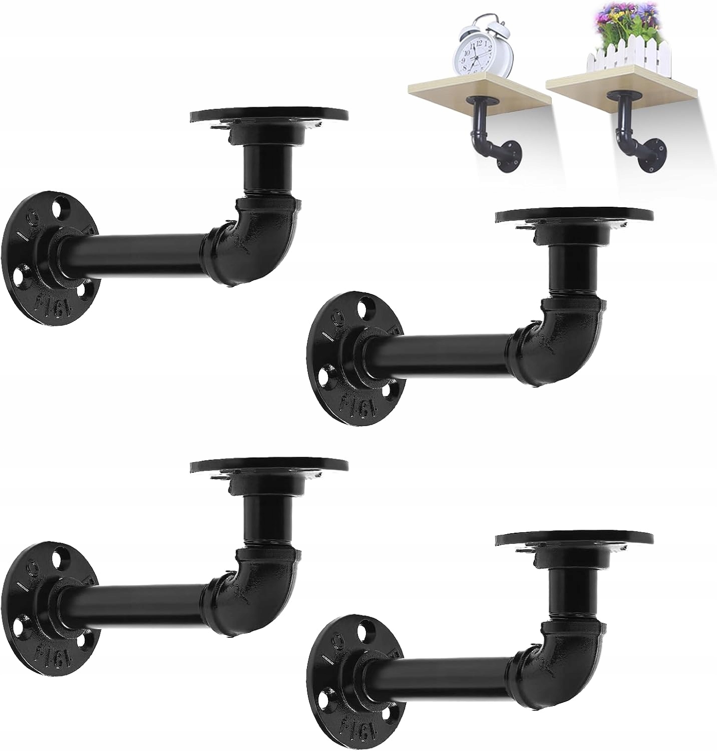Držáky Police Loft Mloqi 14 CM 4 Ks Kovové Industriální Černé Módní