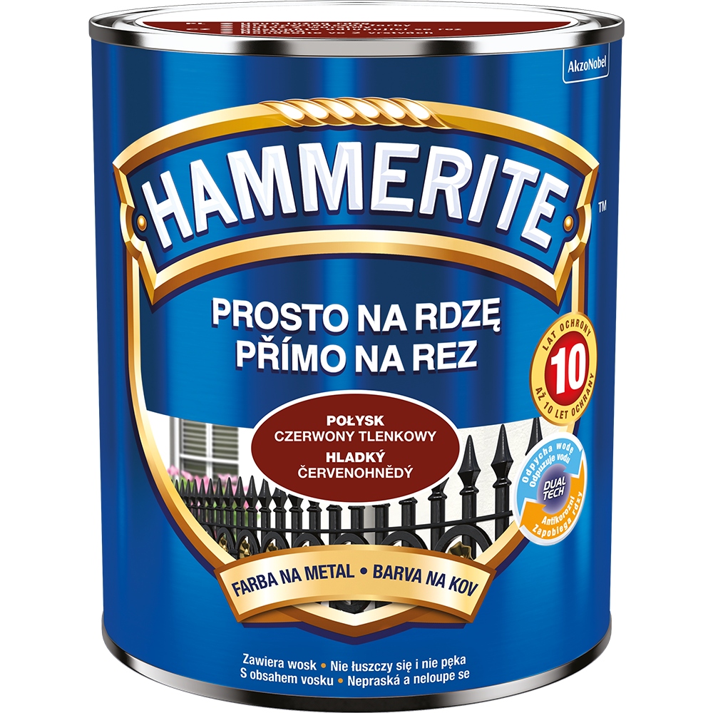 Hammerite farba na rdzę Czerwony tlenkowy połysk 2,5L
