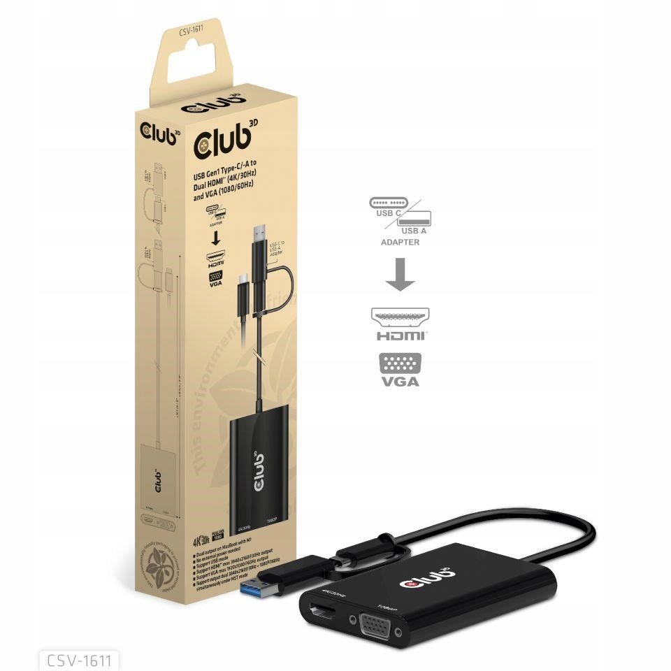 Usb Hub CLUB3D CSV-1611 2 porty