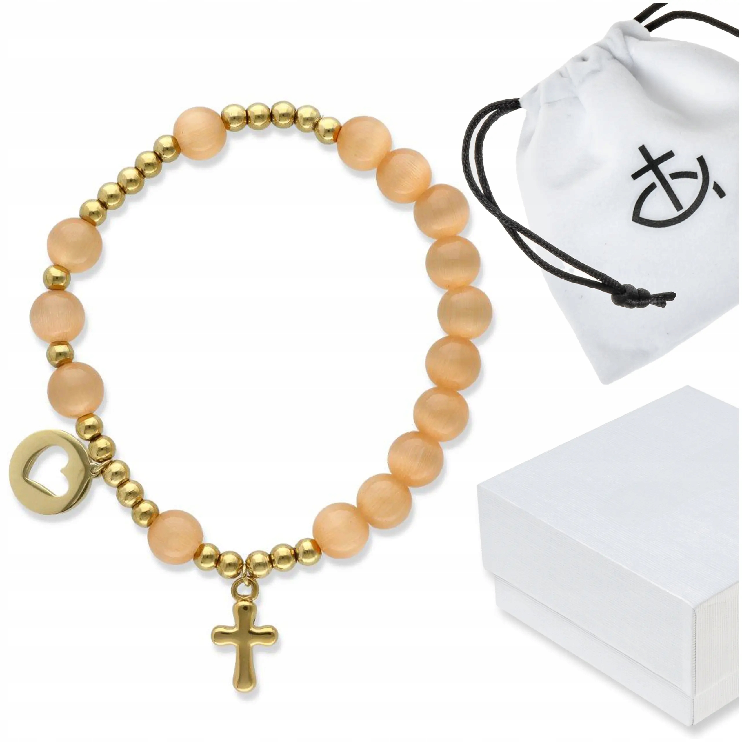 Dámský růženec na ruku z přírodních kamenů selenit s krabičkou dárek