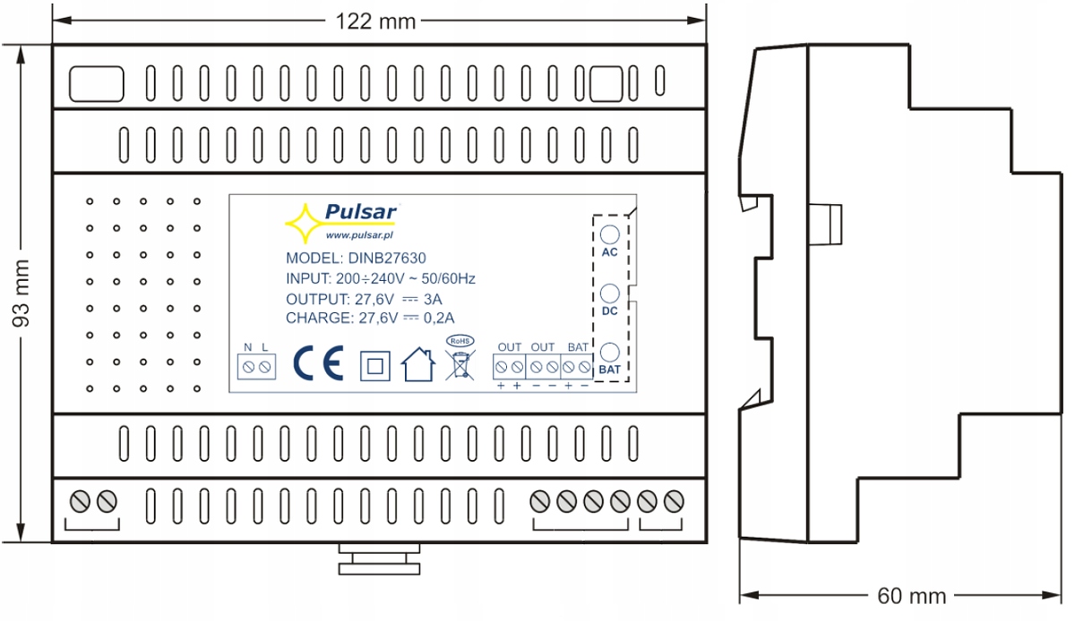 ZASILACZ BUFOROWY 27.6V DC 3A 90W ZASILACZ 27.6 V Marka Inna