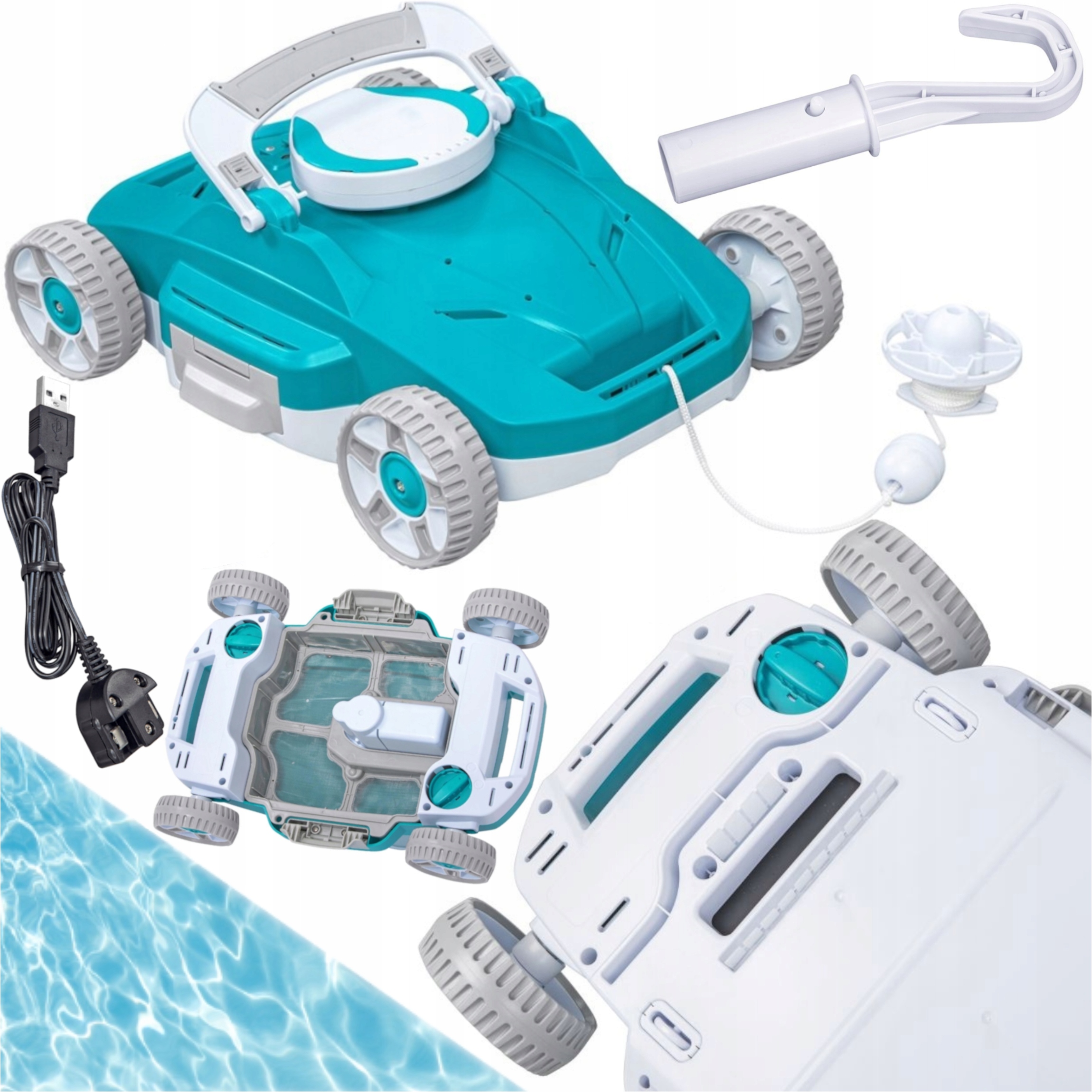 Odkurzacz Basenowy Automatyczny Robot Do Czyszczenia Dna Basenu Cały Zestaw