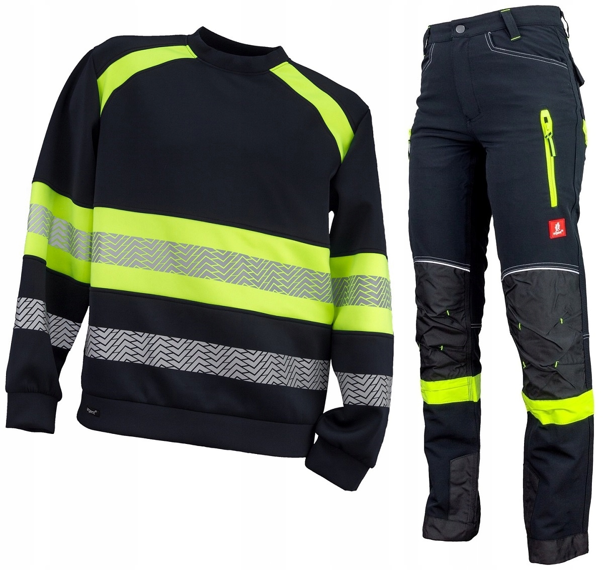 Komplet roboczy odblaskowy bluza spodnie softshell L