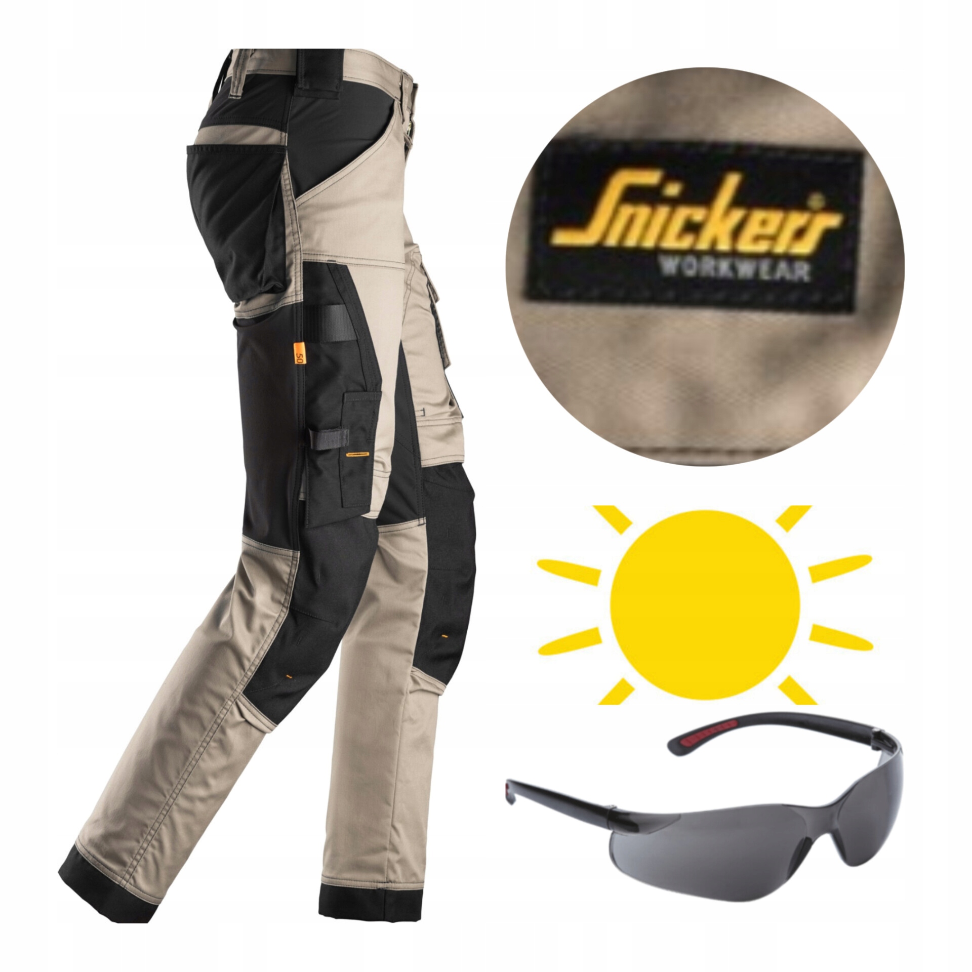 Pracovní kalhoty Snickers Stretch AllroundWork 6341 brýle béžové 46