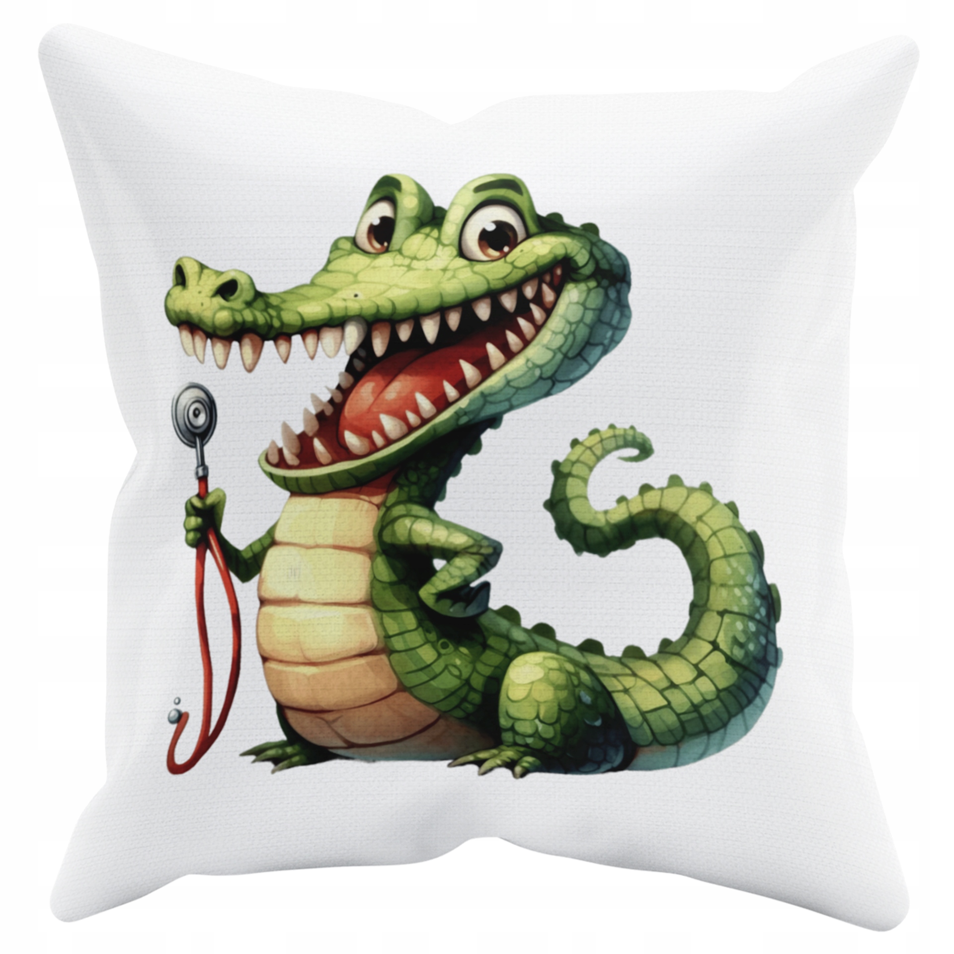 POSZEWKA NA PODUSZKĘ JAŚKA DO PRZEDSZKOLA KROKODYLEK + IMIĘ GRATIS Kolor dominujący biel