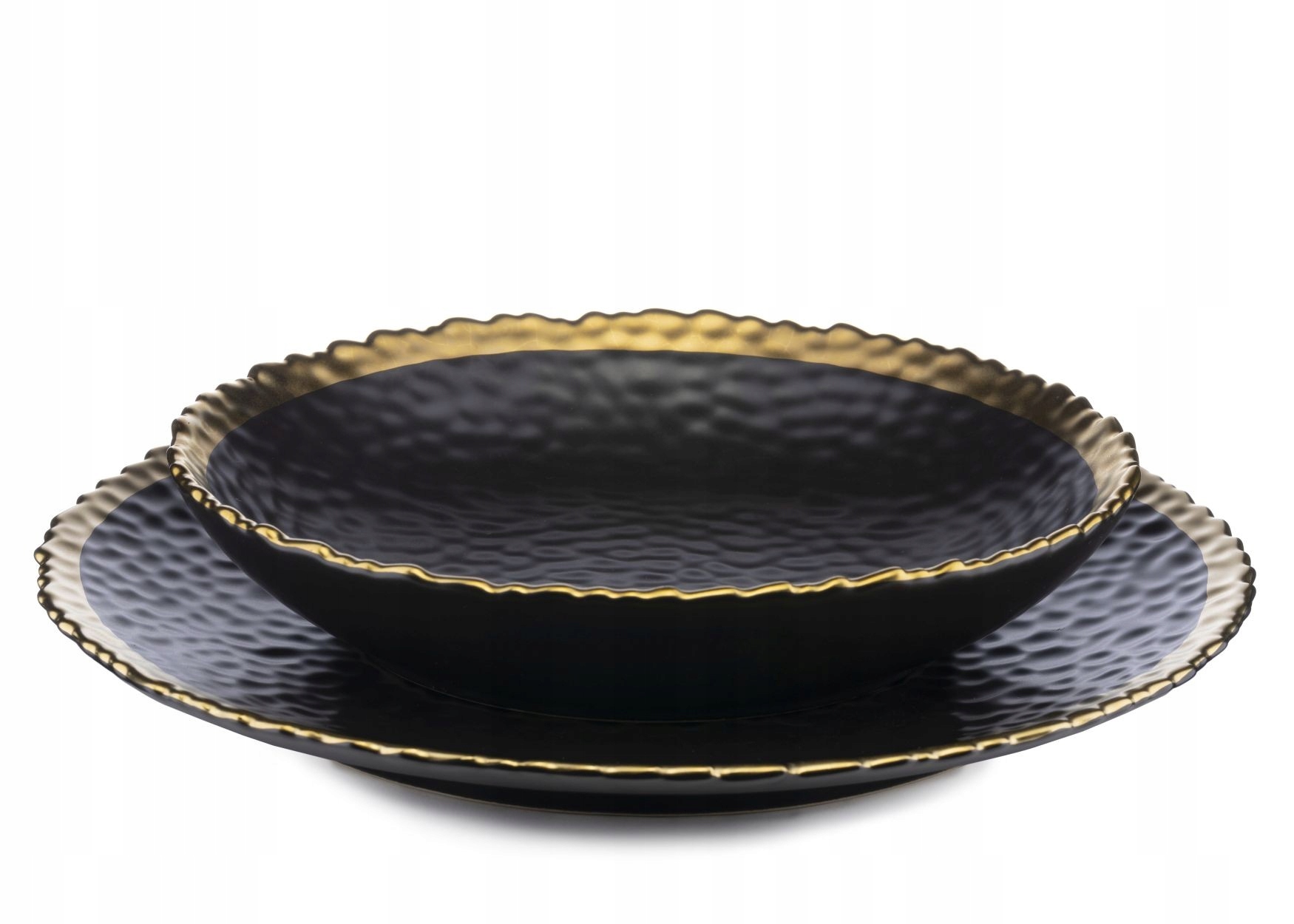 Kompletný servisný set 8 tanierov Kati Black Gold, obedový riad pre 4 osoby Glam