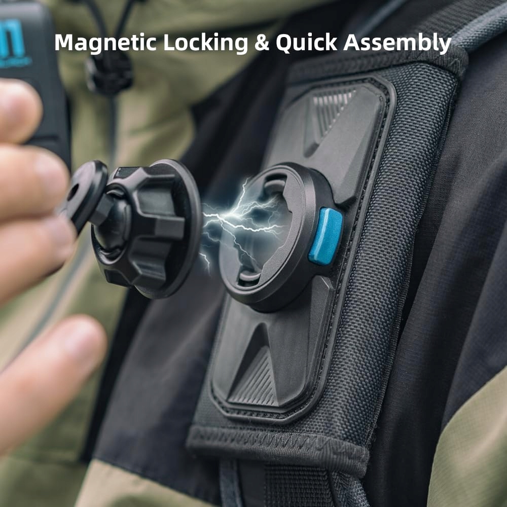 SUREWO Magnetyczny Uchwyt Na Plecak 360 Stopni Do GoPro i DJI Osmo Action — miniatura 3
