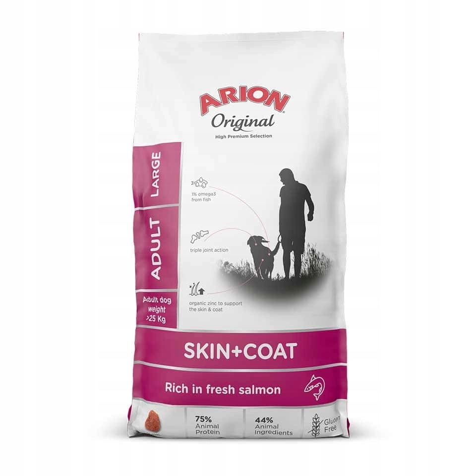 Levně Arion Original Skin & Coat Adult Salmon & Rice Large Breed 12kg Krmivo pro dospělé psy velkých plemen s lososem a rýží pro zdravou kůži a srst, 12 kg