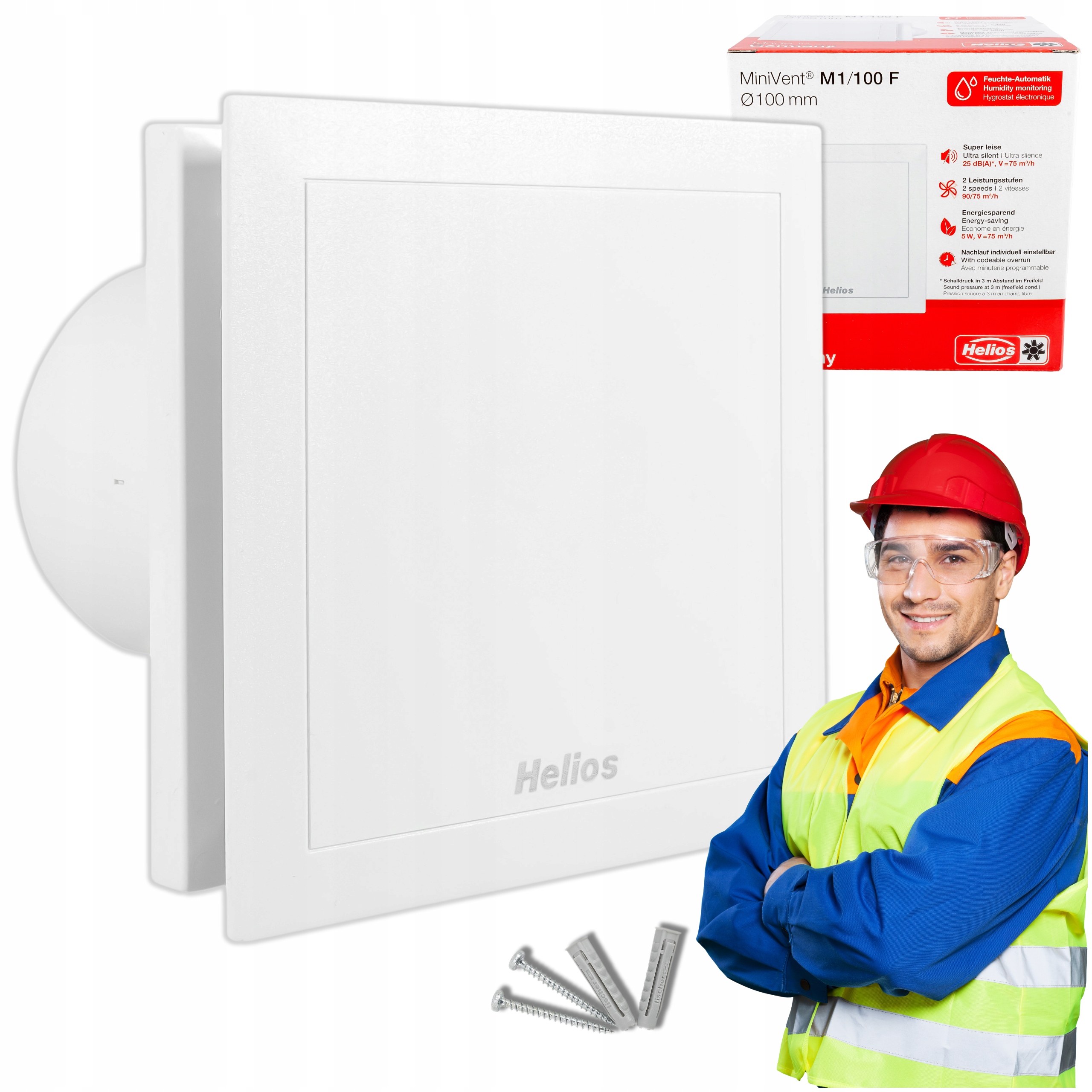 Kúpeľňový Ventilátor 100 mm Tichý so snímačom vlhkosti Helios