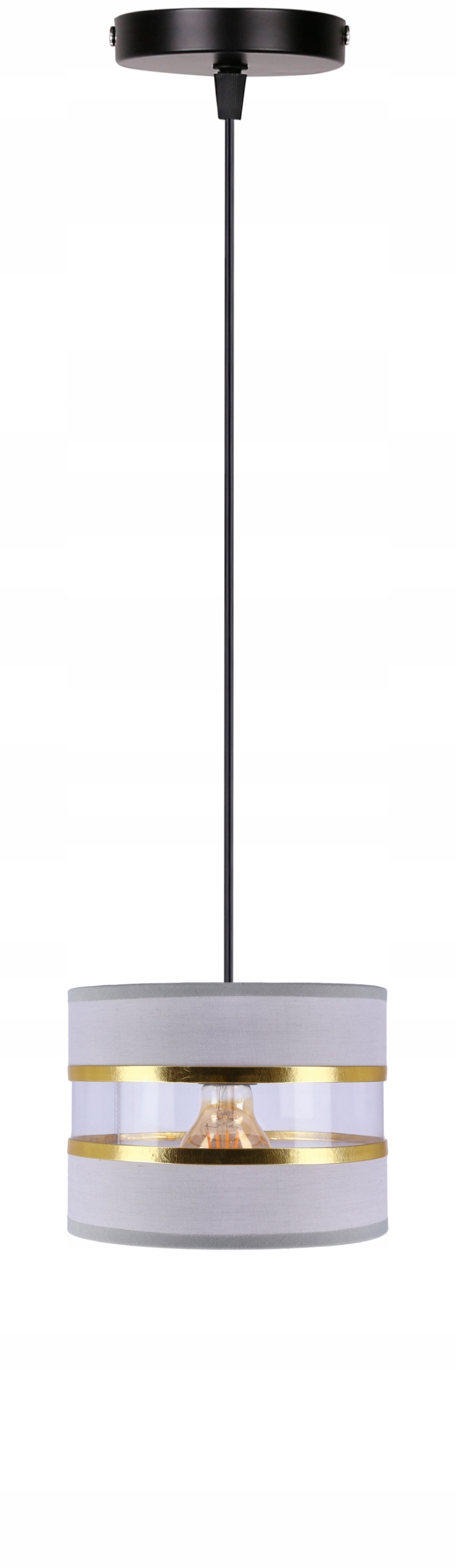 Šedá závěsná lampa Jednotlivá Abažurová průhledná s viditelnou žárovkou