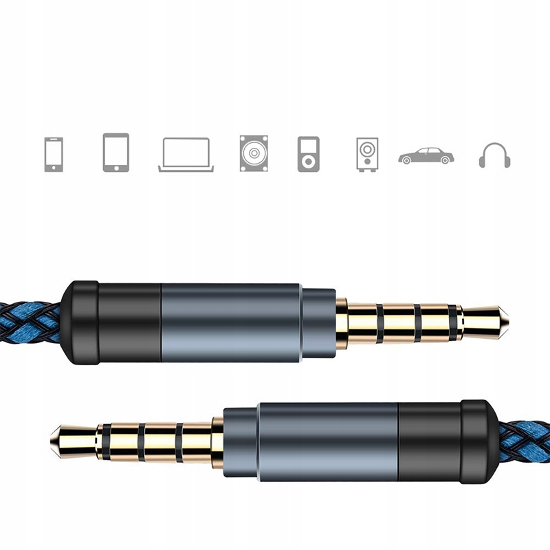 KABEL PRZEWÓD AUDIO MINI JACK 3,5MM AUX DŁUGI MOCNY WZMACNIANY NYLON 1.5m Długość kabla 1.5 m