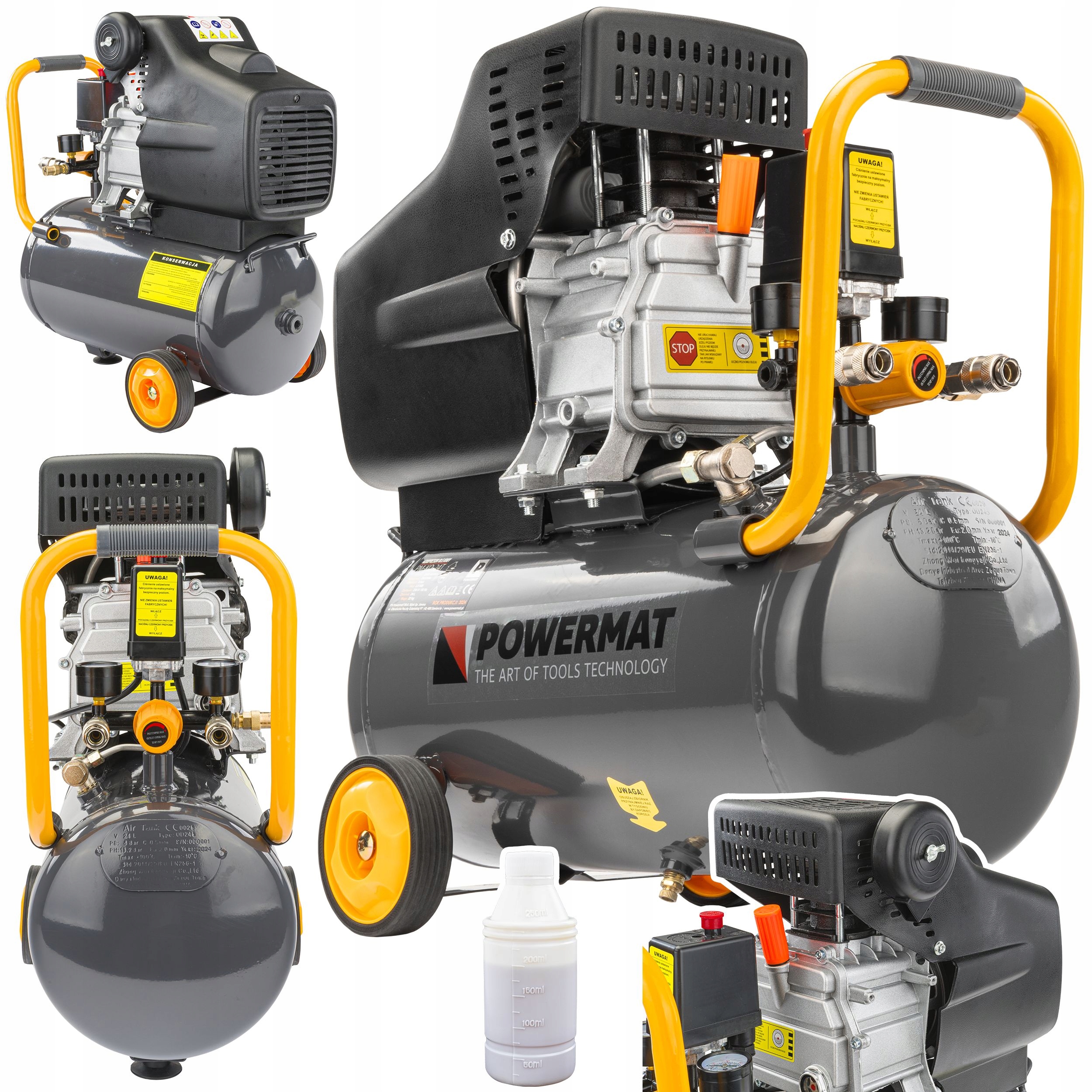 Olejový Kompresor 24L Tlakový Vzduch 8 Bar 206 l/min 230V Výkonný