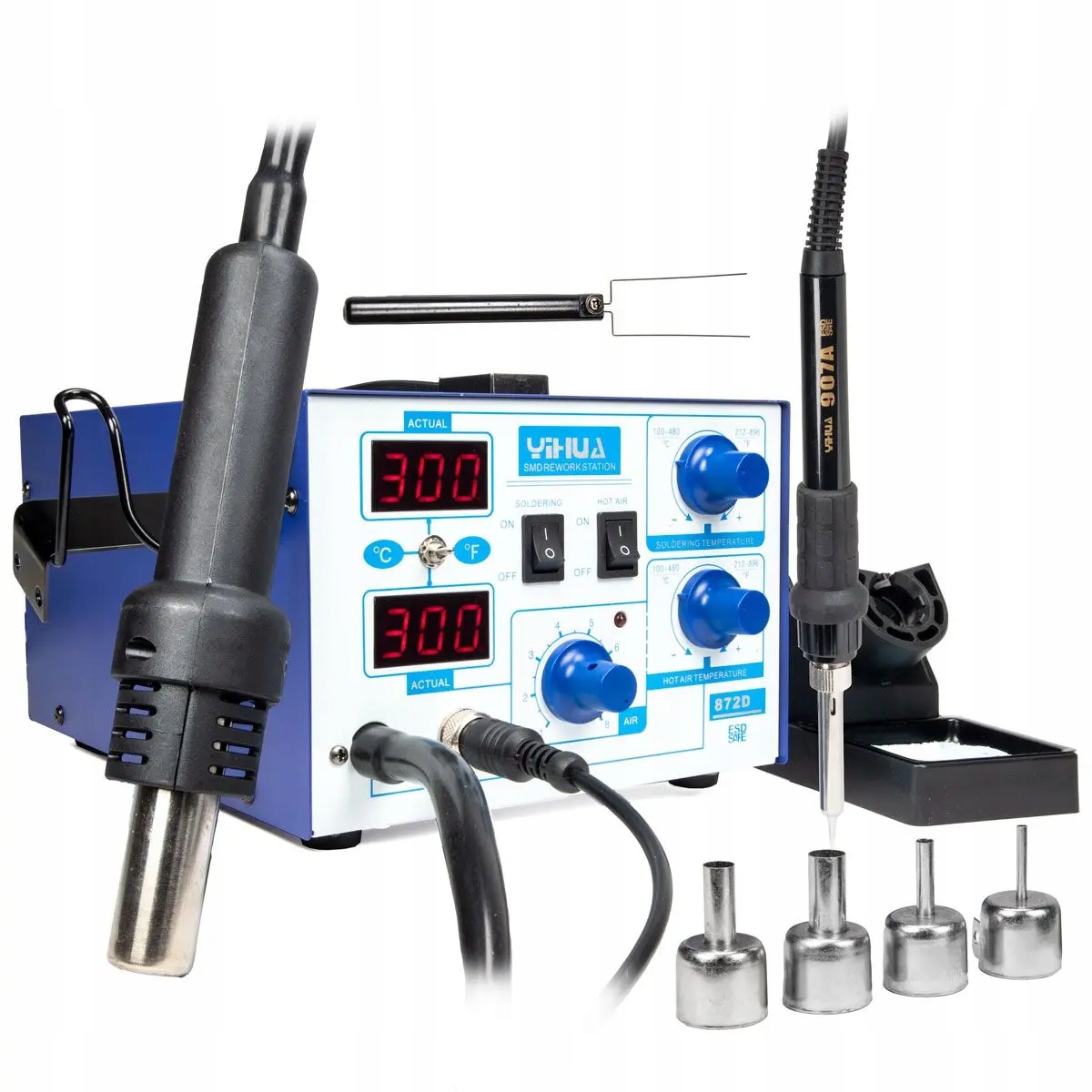 Pájecí stanice Yihua 872D 700W 2v1 horkovzdušná a s pájecím hrotem, 480°C, Esd