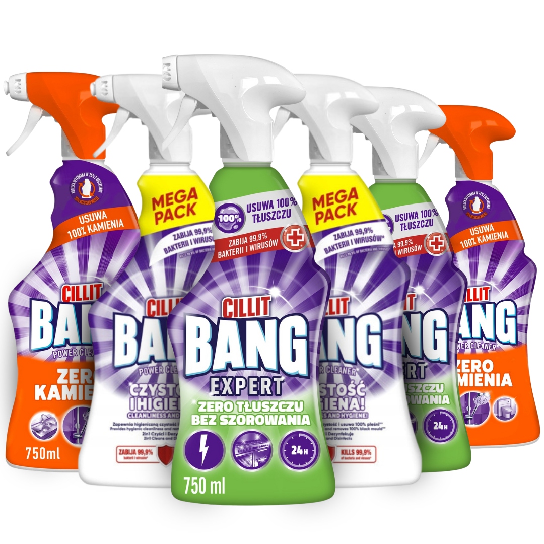 Levně Cillit Bang Sprej Tekutiny pro úklid kuchyní a koupelen 6x750 ml