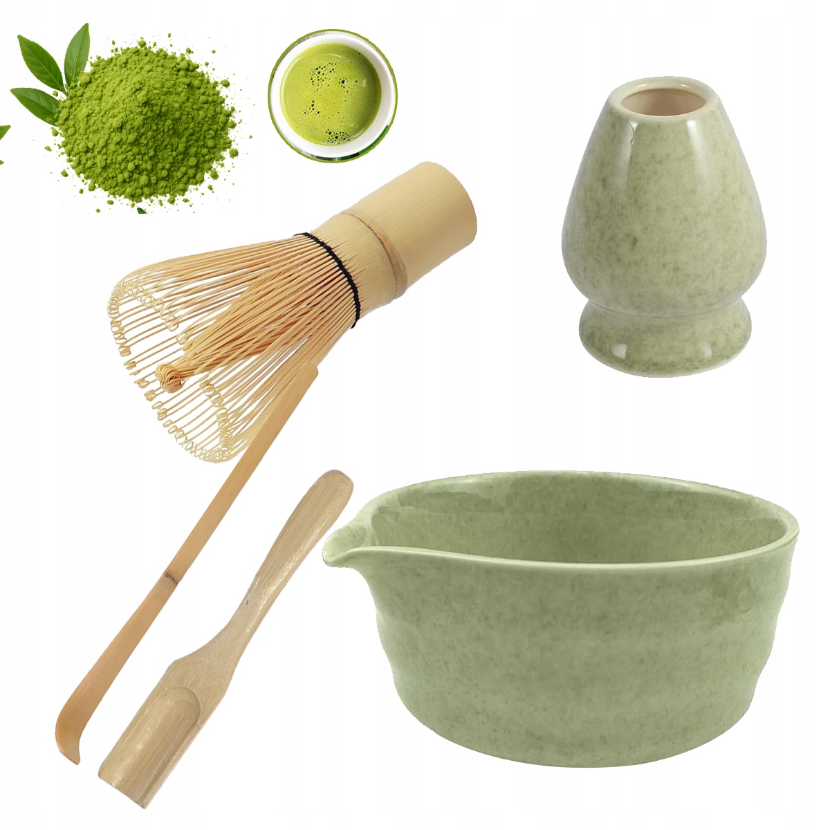 5 x Bambusový Dárková Sada Na Čaj Matchy Chashaku Šlehací Metla Lžíce