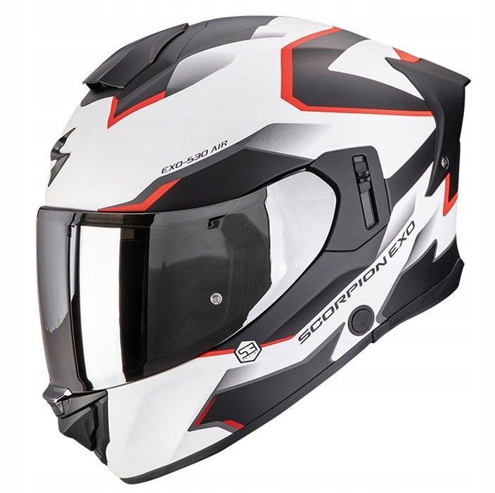Scorpion EXO-530 Air Clip Matt biela/čierna/červená integrálna prilba s blendou L