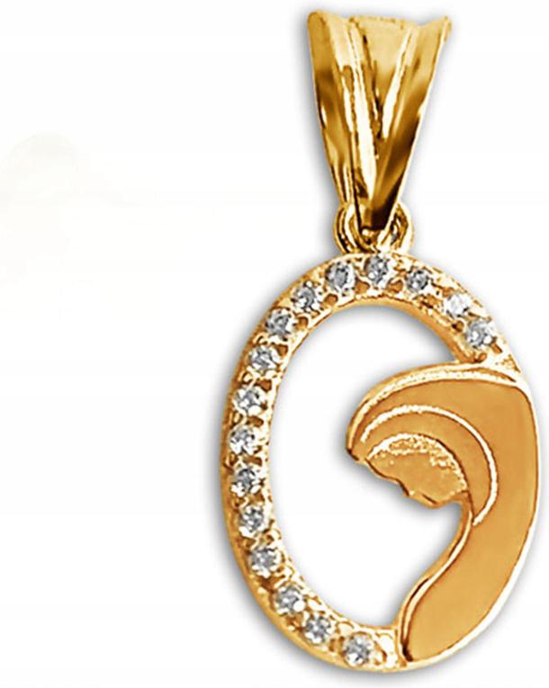 Zlatý medailonek 585 oválný s božskou matkou 0,69 g dárek 14k se zirkony