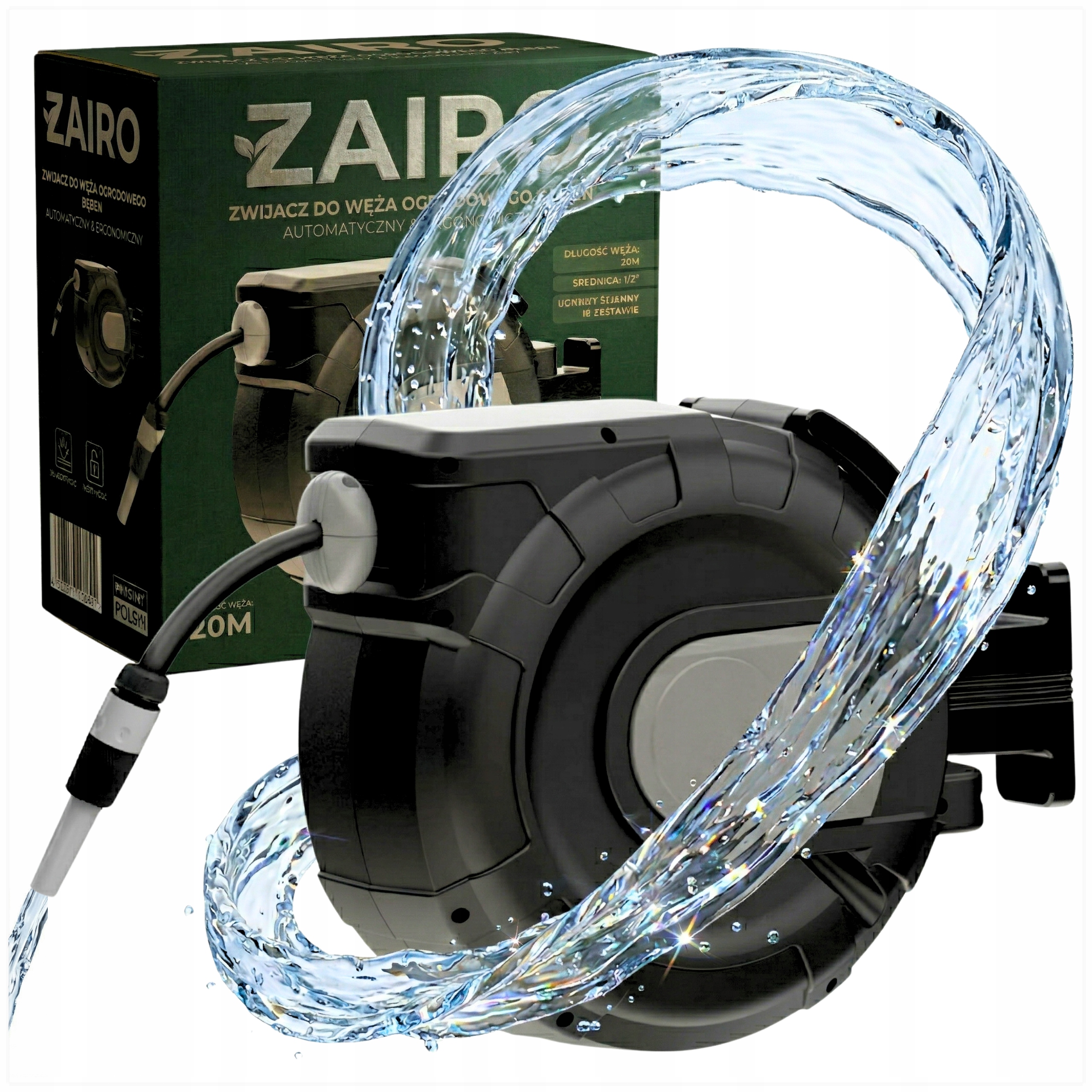 Bęben Na Wąż Ogrodowy Zwijacz Do Węża Ogrodowego Automatyczny Zwijany 20 m