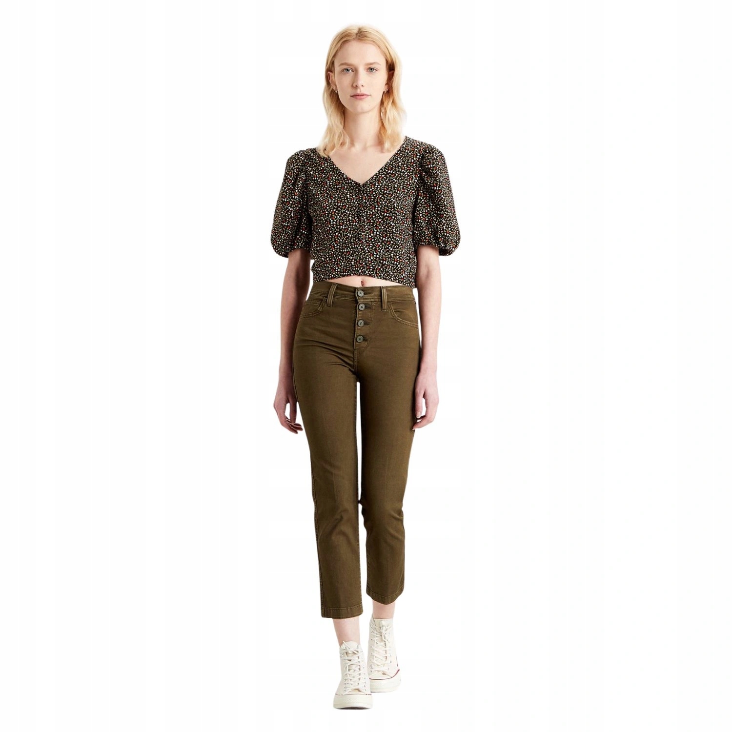 Kalhoty Levi's Crop Jeans džínové rovné nohavice vysoký span 7/8 W24