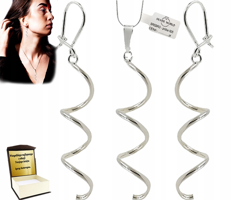 Komplet Stříbrných Dámských Šperků 925 Spirálky Gravírování Bonus Stříbro 925