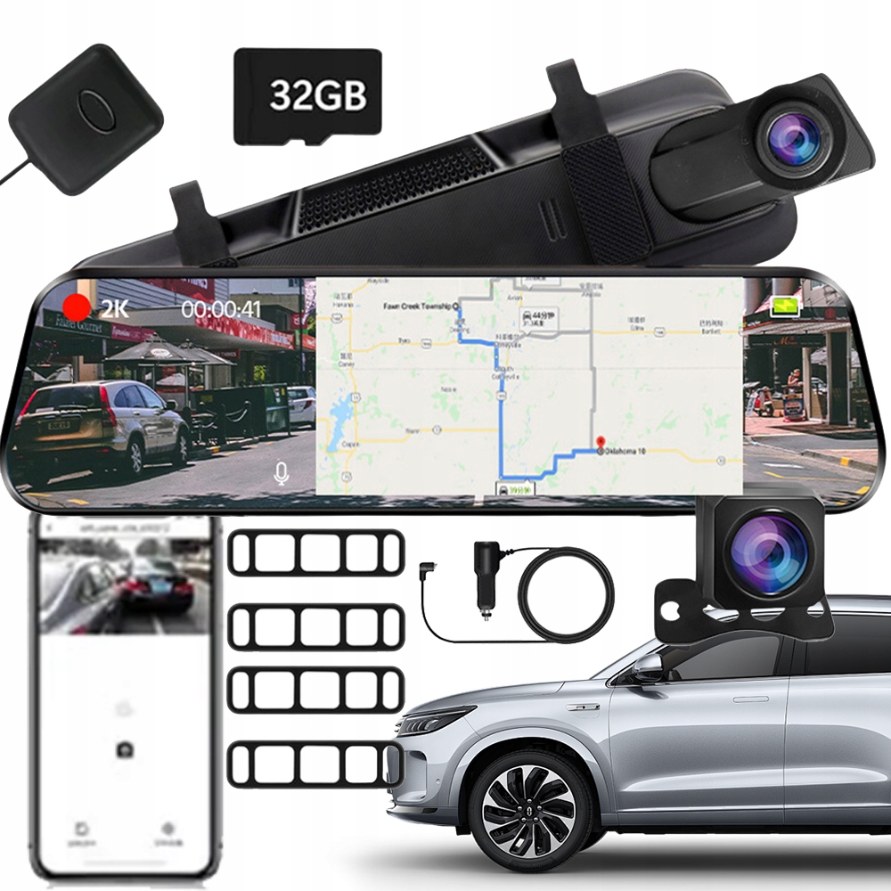 Videorekordér Jízdy Dotykový Záznamník Couvací Kamera 10 Palců 1080P 32 Gb