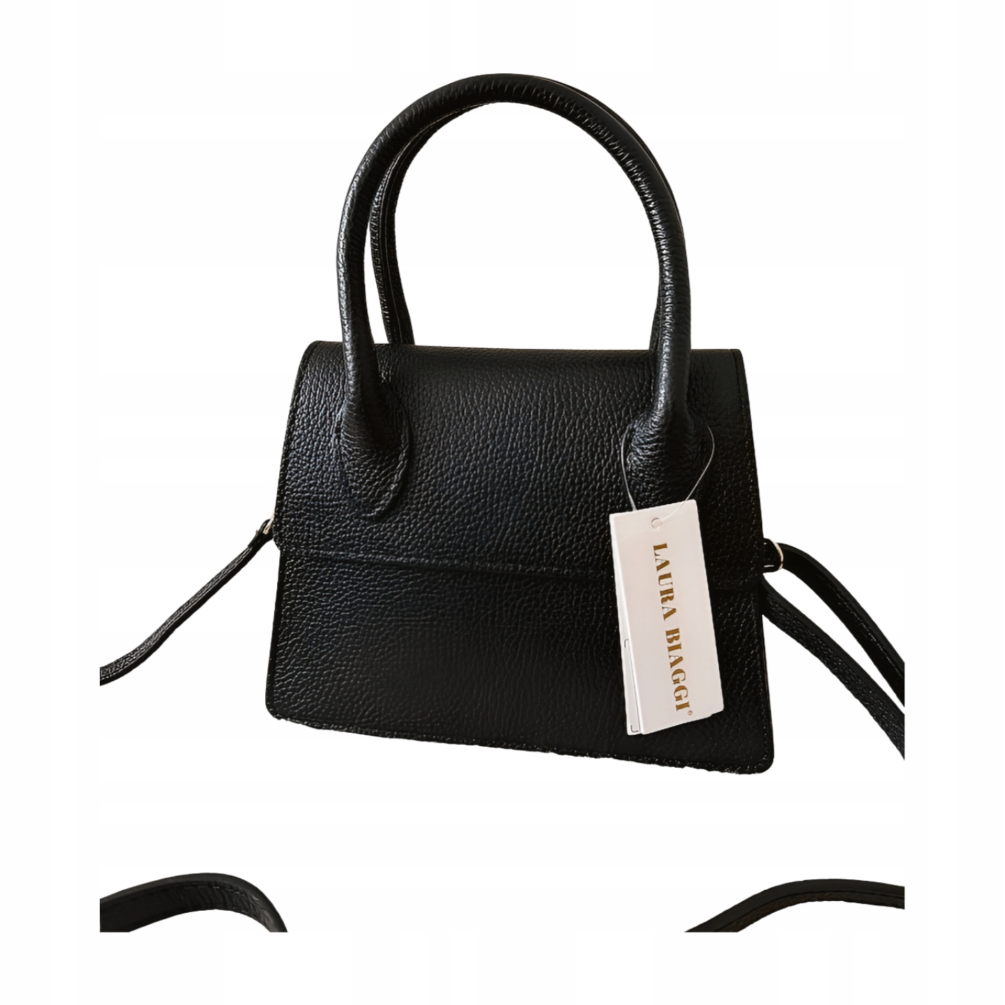 Laura Biaggi kabelka mini shopperka kožená černá