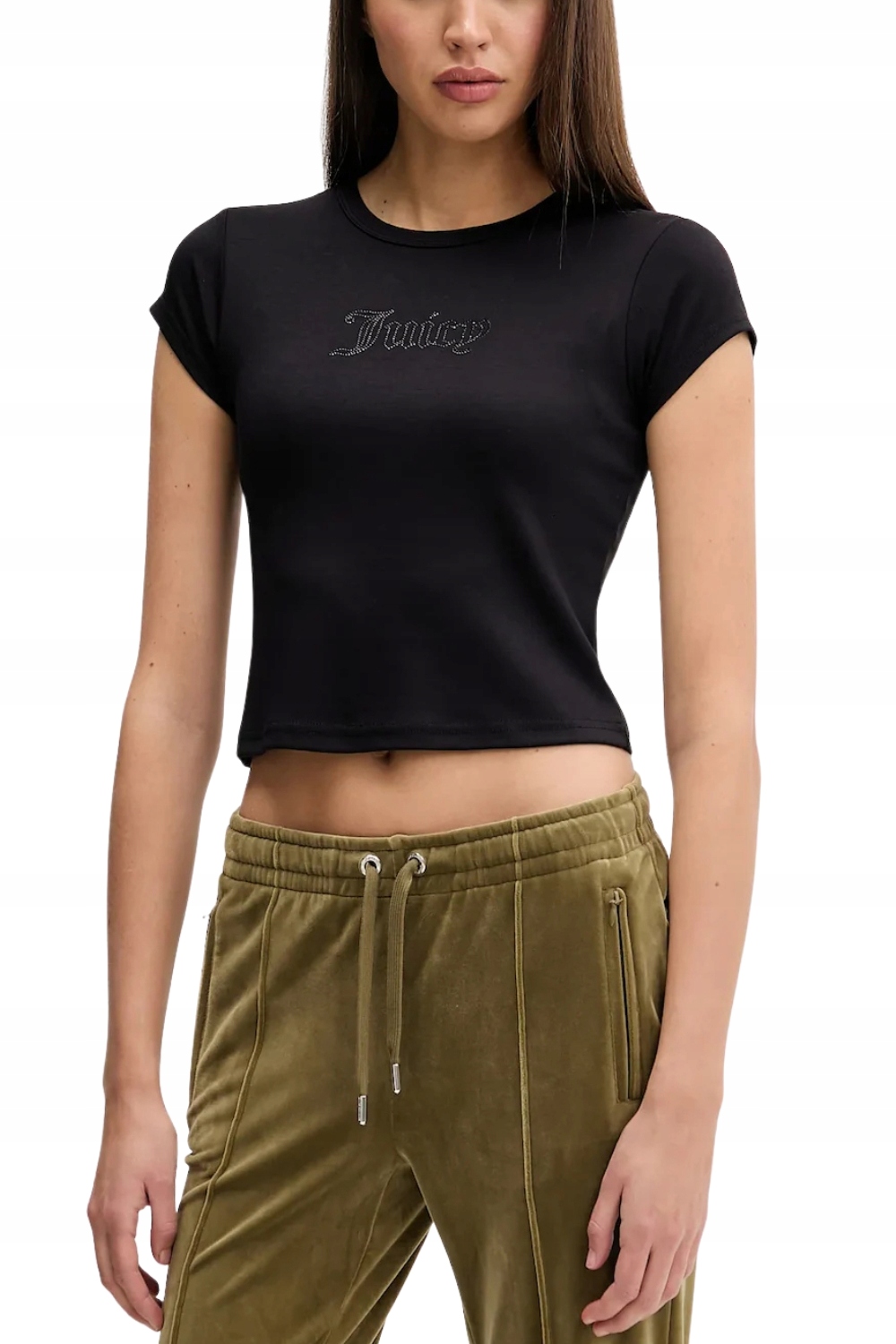 Juicy Couture Černé dámské tričko Capped Baby Sleeve L