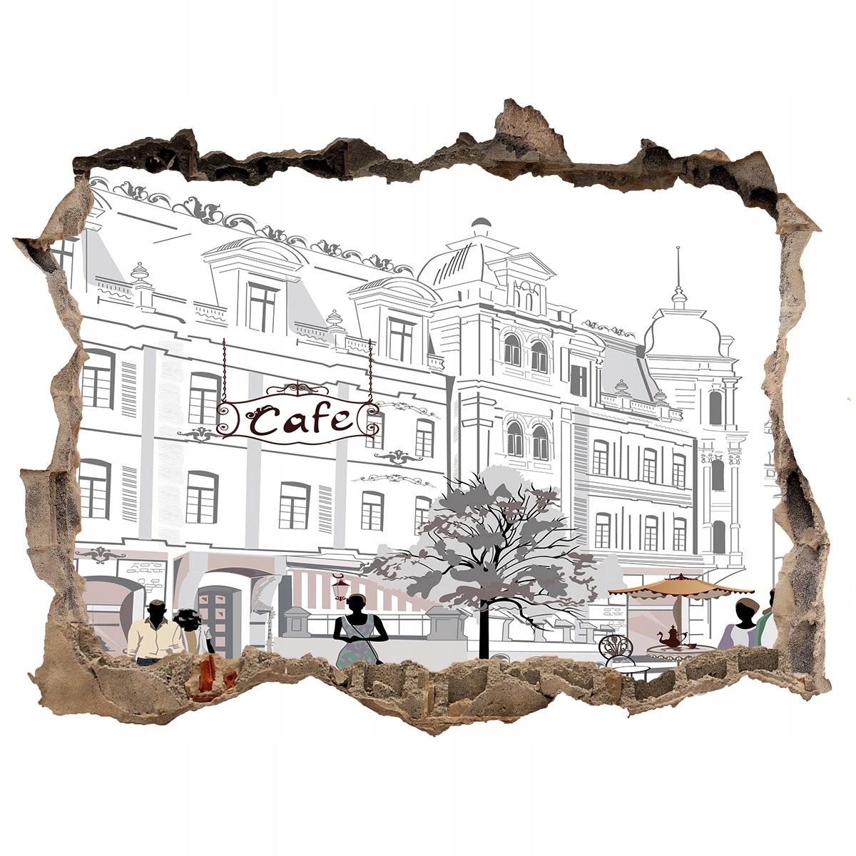 

Dziura 3d fototapeta ścienna Stare miasto 168x113