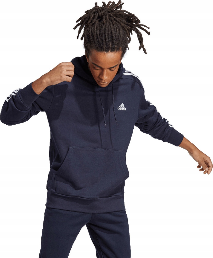 Pánská Mikina Adidas Essentials French Terry 3-STRIPES Hoodie Tmavě Modrá vel. XL