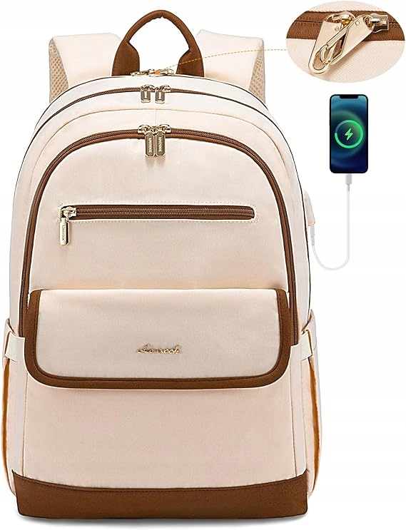 Plecak Damski Z Blokadą Antykradzieżową Złącze Usb Bagaż Podręczny Kieszeni