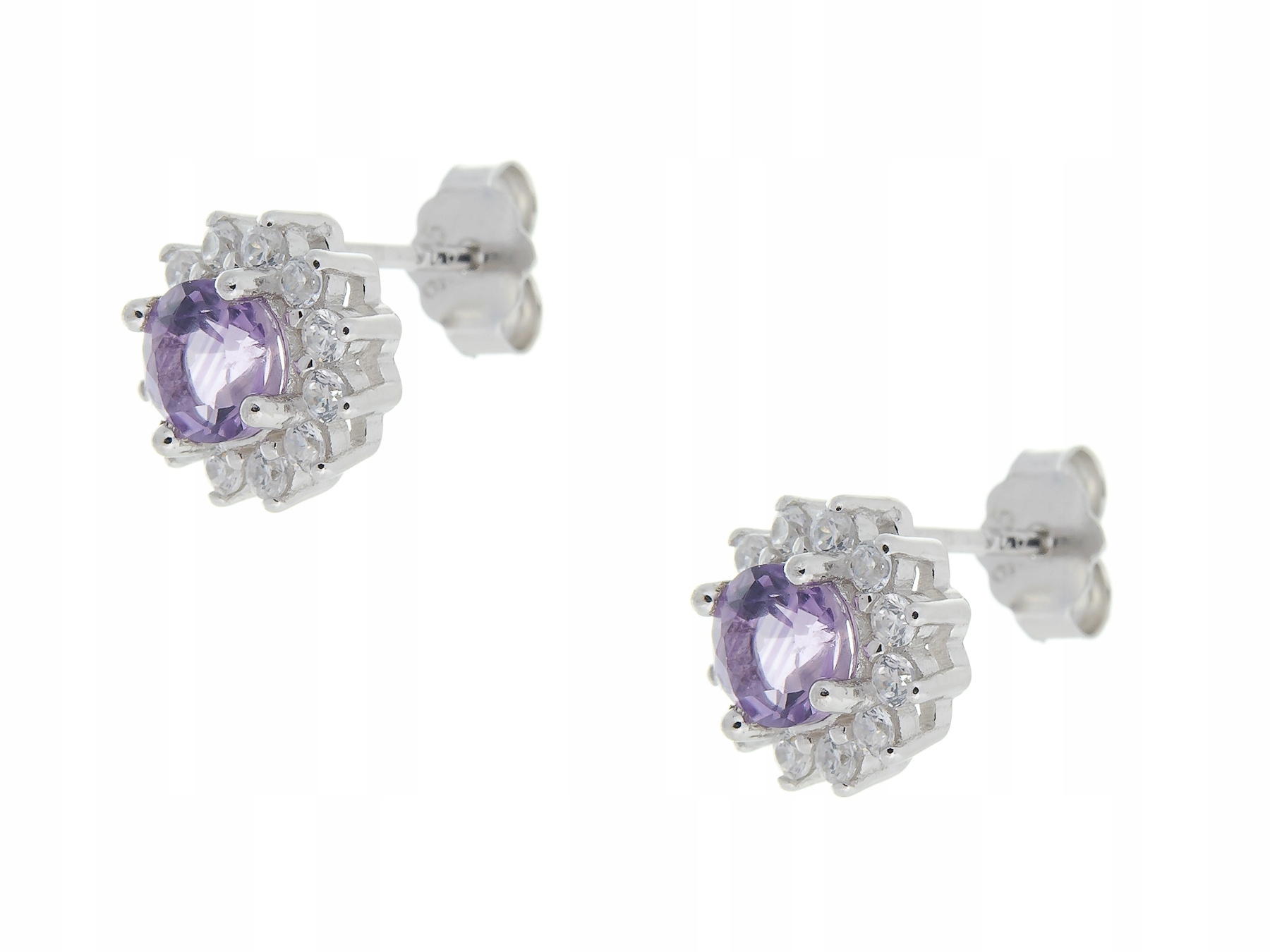 Stříbrné Náušnice Rhodiované Markýzy Ametyst Přírodní