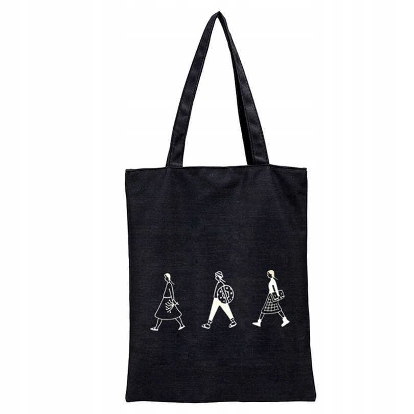 

Duża Materiałowa Torba Shopper Bag Nadruk Ludzie