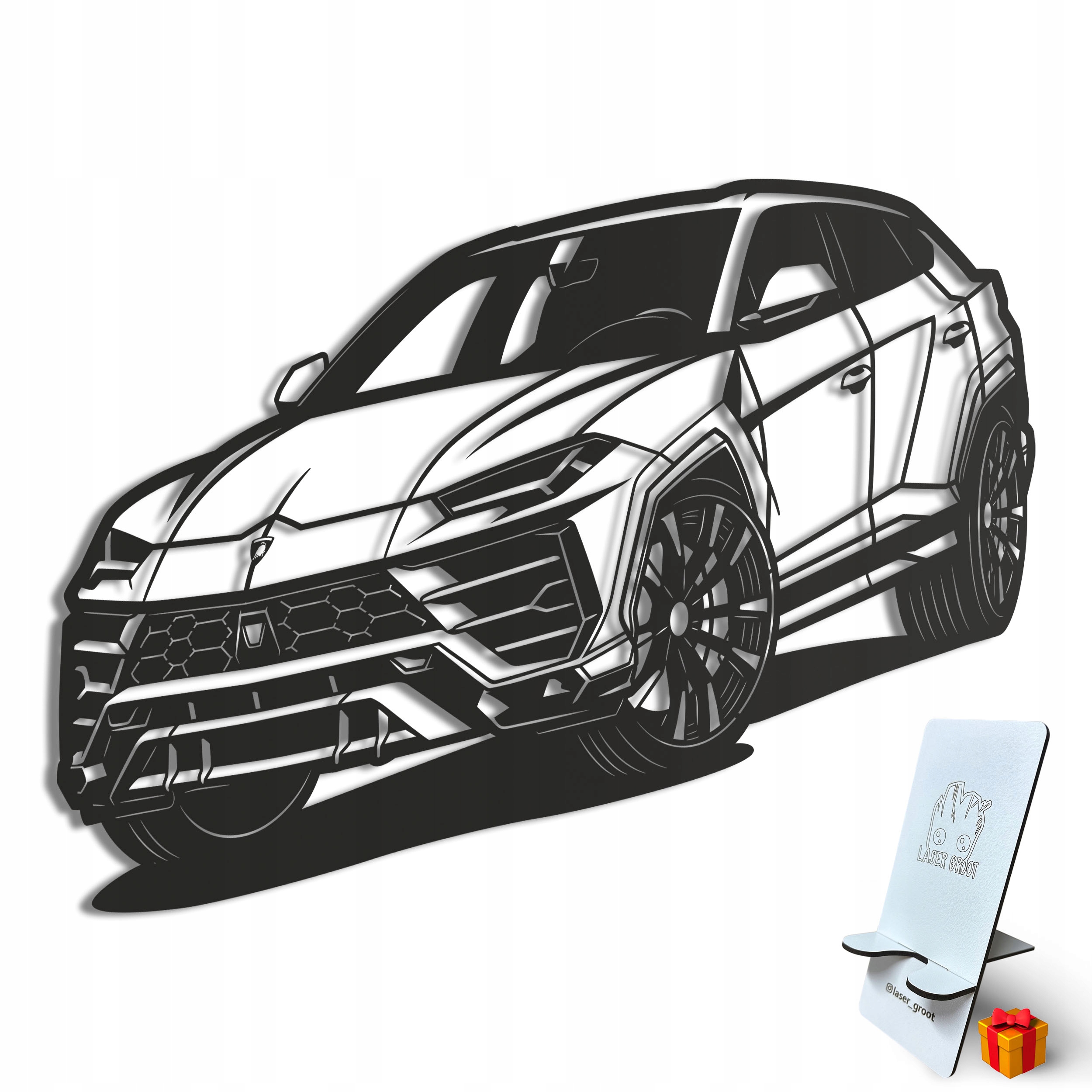 Dřevěný 3D obraz Lamborghini Urus Nástěnná Dekorace Dárek XL