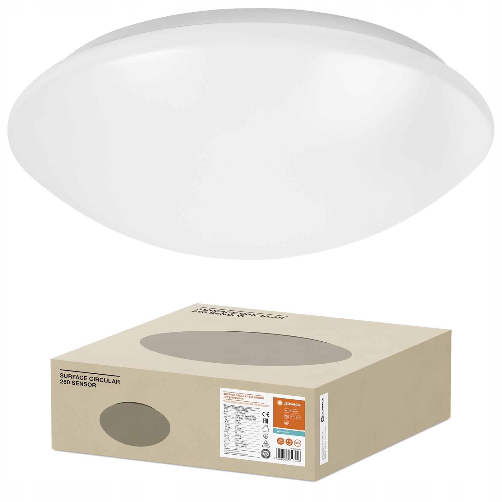 Stropní Svítidlo Led Nástěnný Stropní Svítidlo Pohybový senzor 13W 4000K IP44 Ledvance