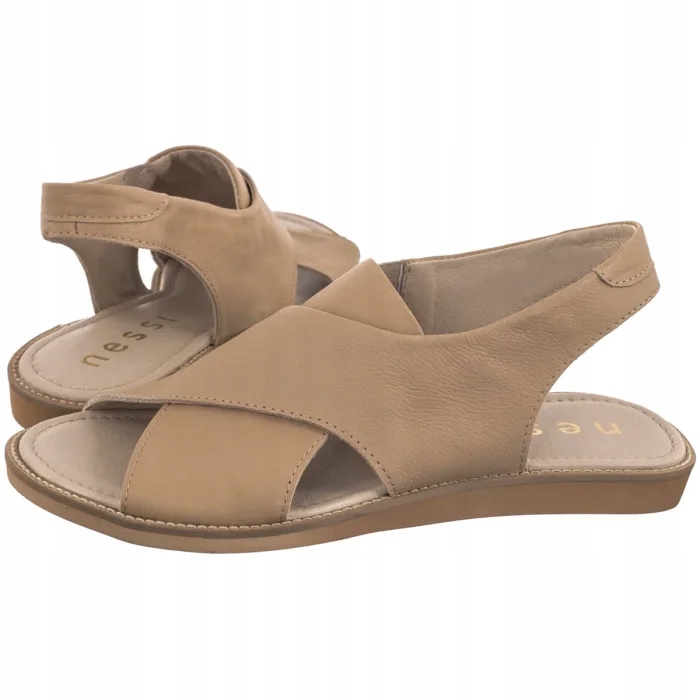 Letní boty Pohodlné dámské sandály Nessi Béžová kůže 19560 Lico