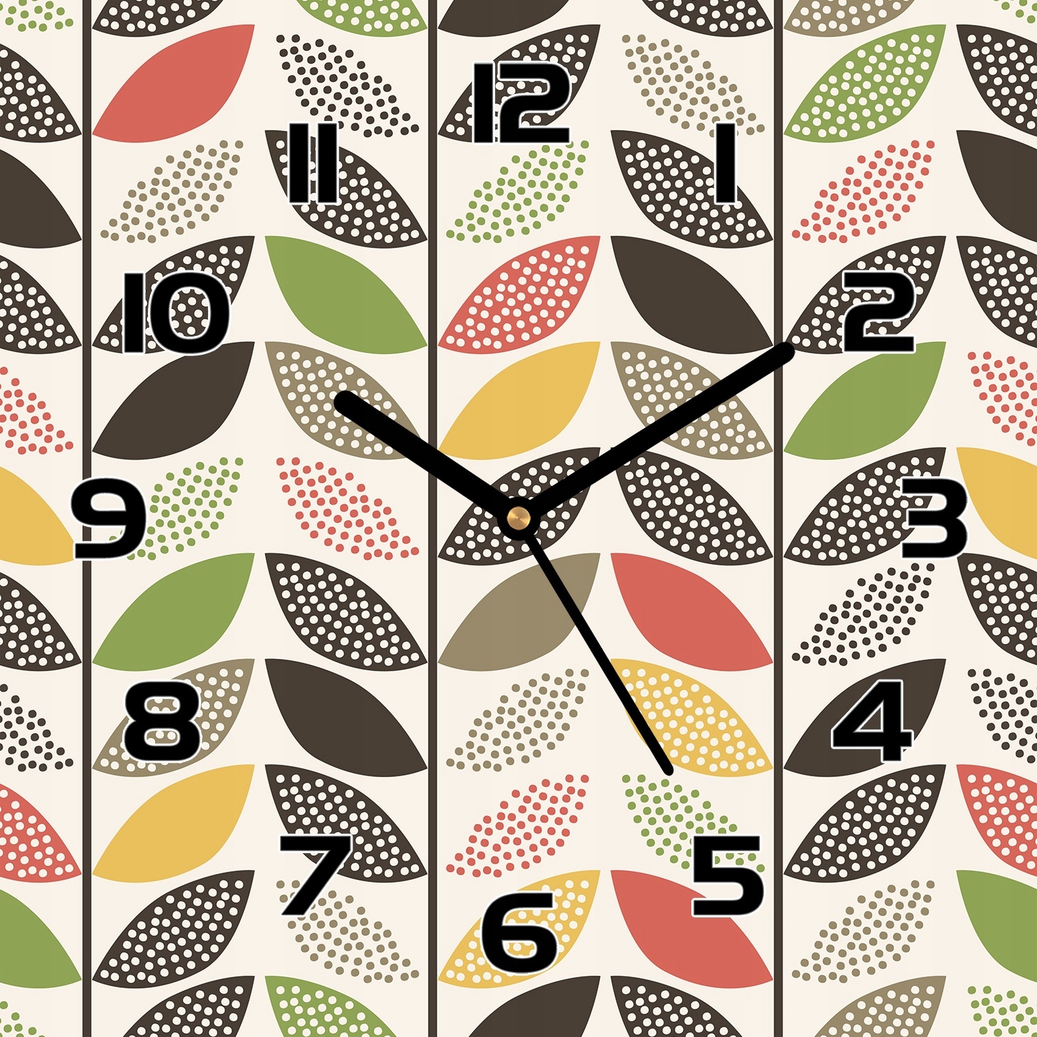 

Zegar ze szkła Łodygi z kolorowymi liśćmi 30x30 cm