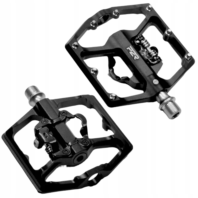 Pedały Rowerowe Dwustronne Platformowe Spd Duże Aluminiowe Z Blokami Lekkie