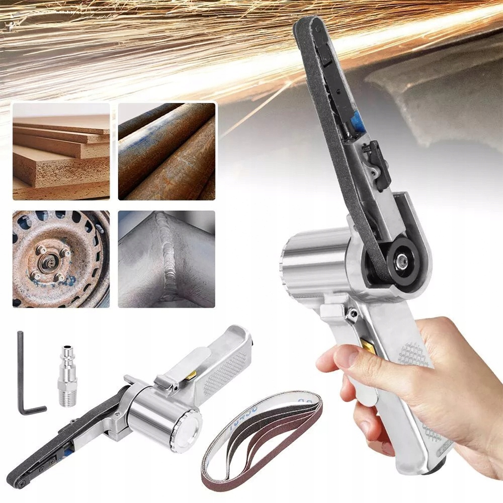 Pneumatická pásová bruska 10 * 330 mm 5 brusných pásů, 16000 ot./min, pro litinu