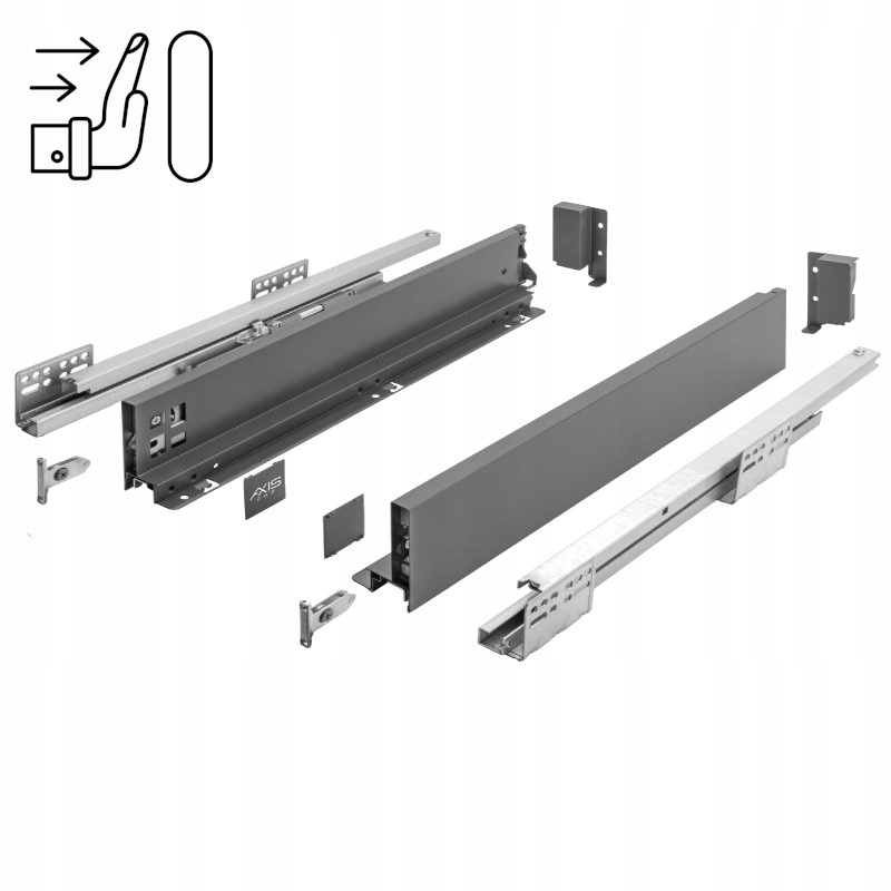 Szuflada Gtv Axis Pro push to open antracyt 550 mm niska L550 H84 40kg