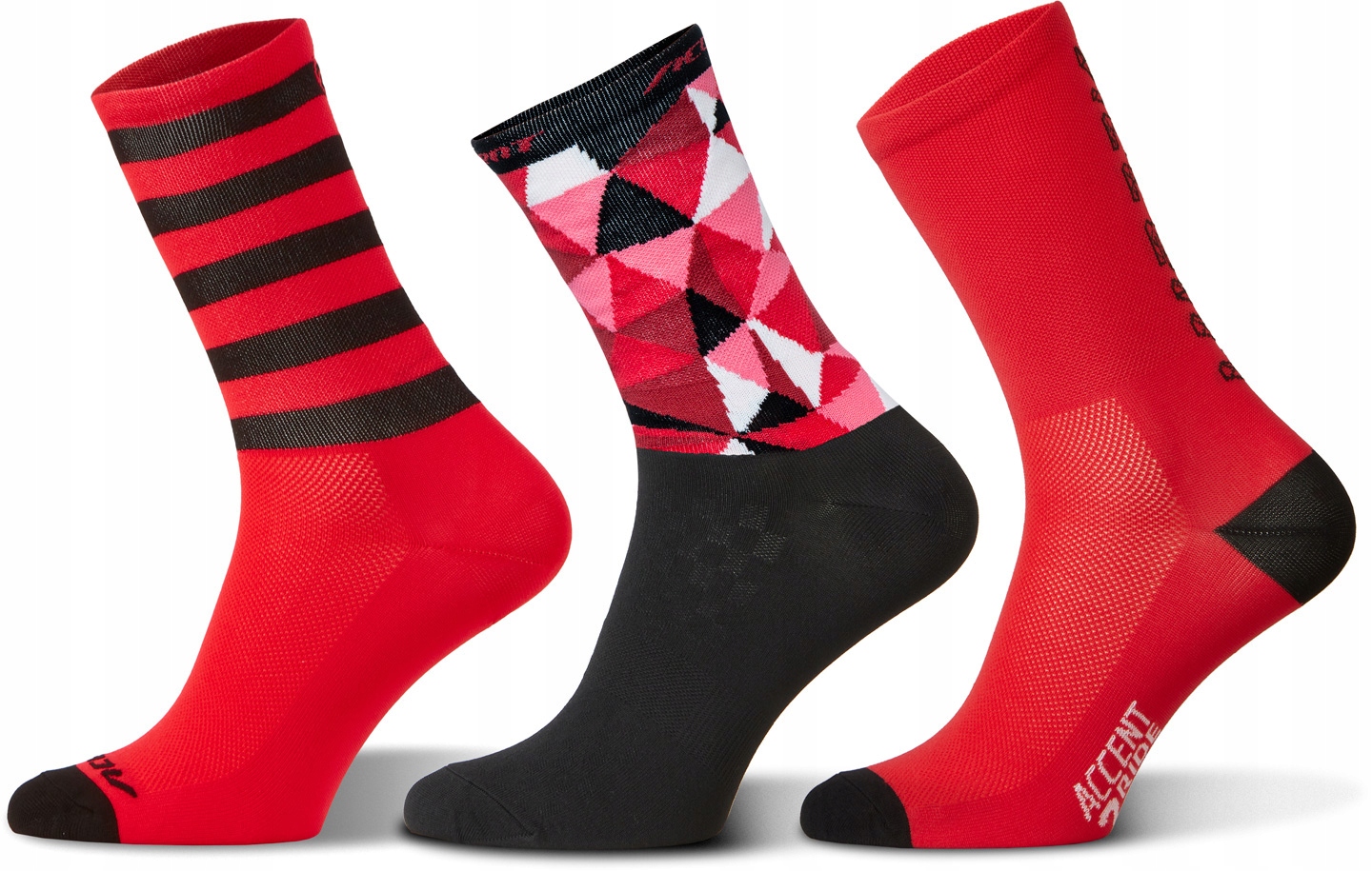 Skarpetki Rowerowe Zestaw ACCENT RED LONG 36-38