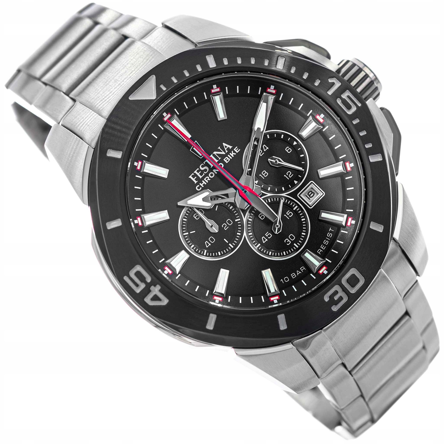 Pánské Hodinky Festina F20641/D Chrono Bike Stříbrné S Náramkem 10 Bar