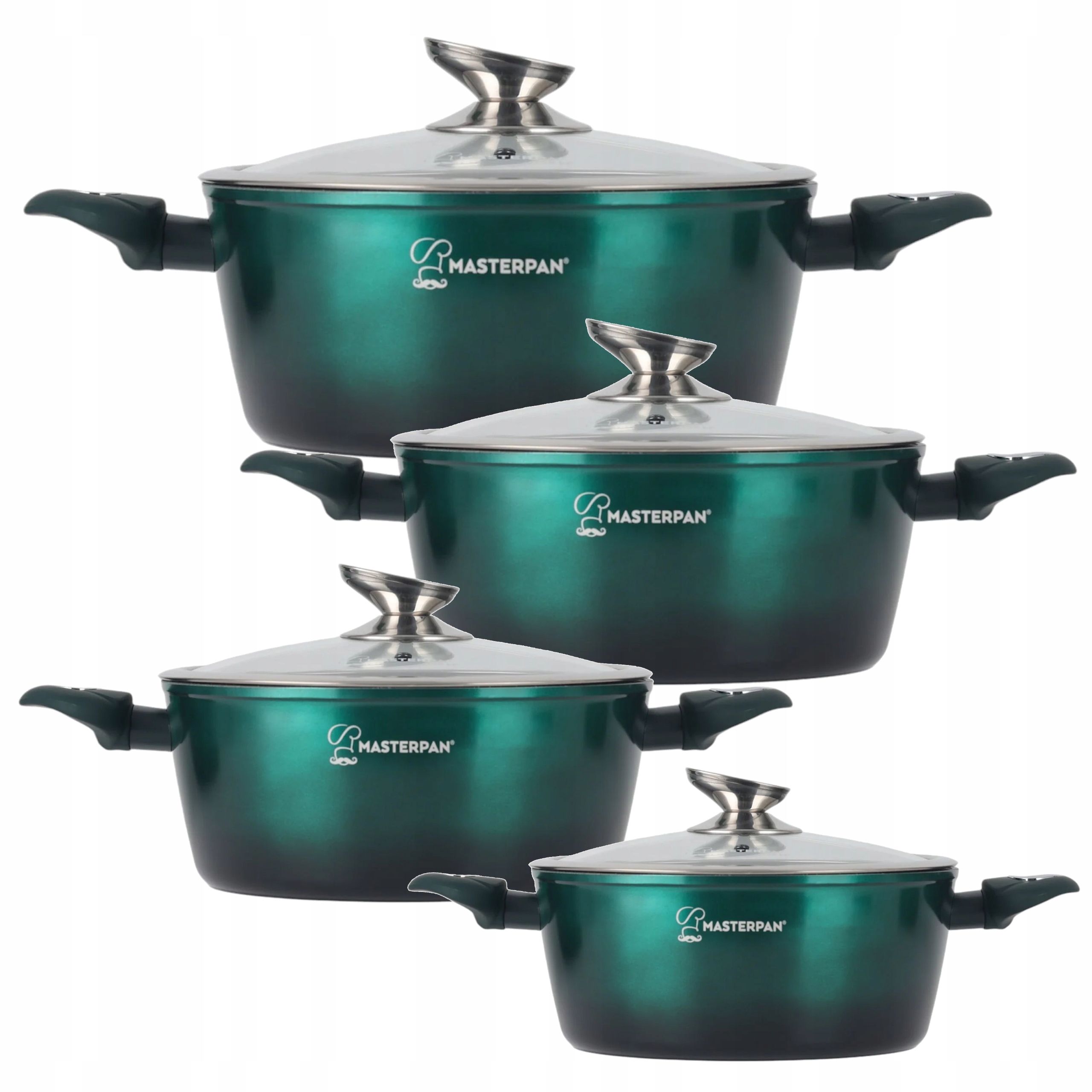 Súprava Hrncov 8ks 16-28 cm Indukcia Plyn Elektrická zelená