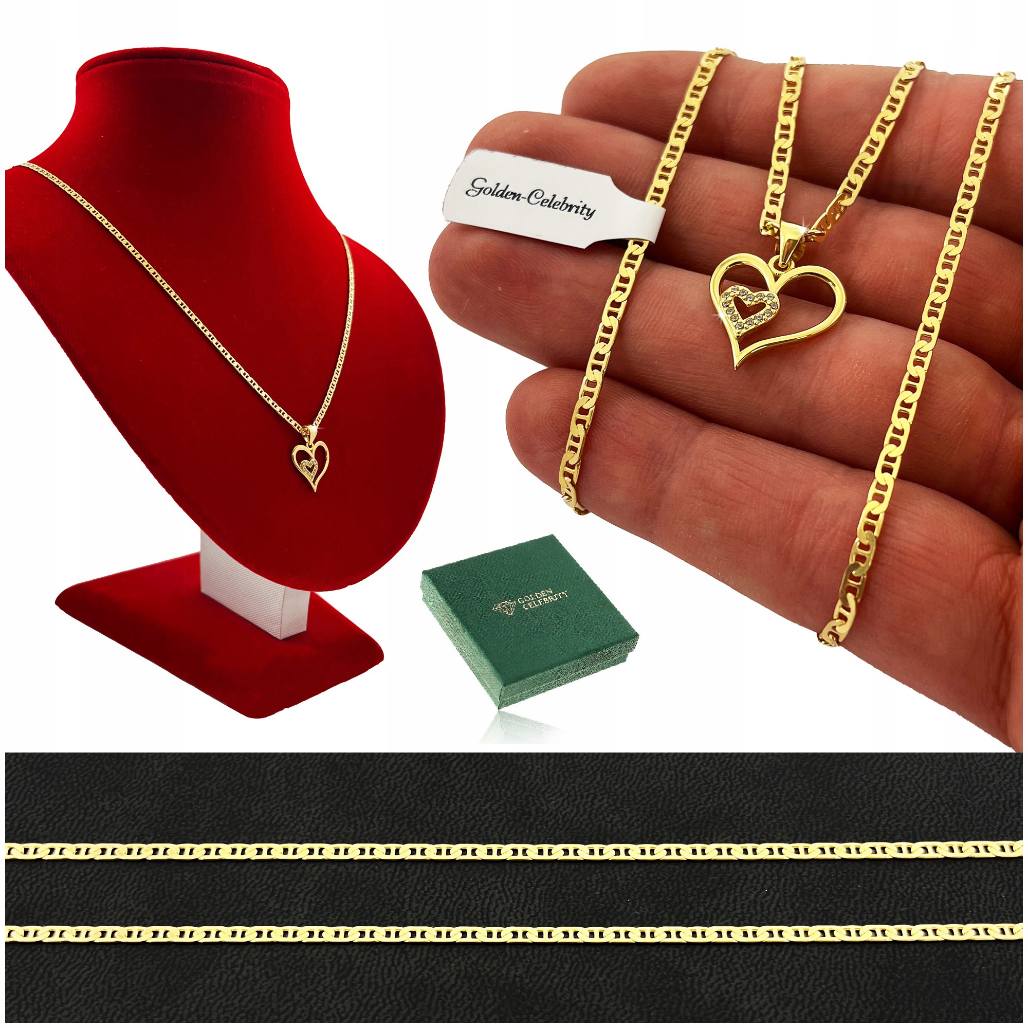 Zlatý Řetízek Srdce Náhrdelník Gucci Přívěsek Srdíčko 925 Dárek