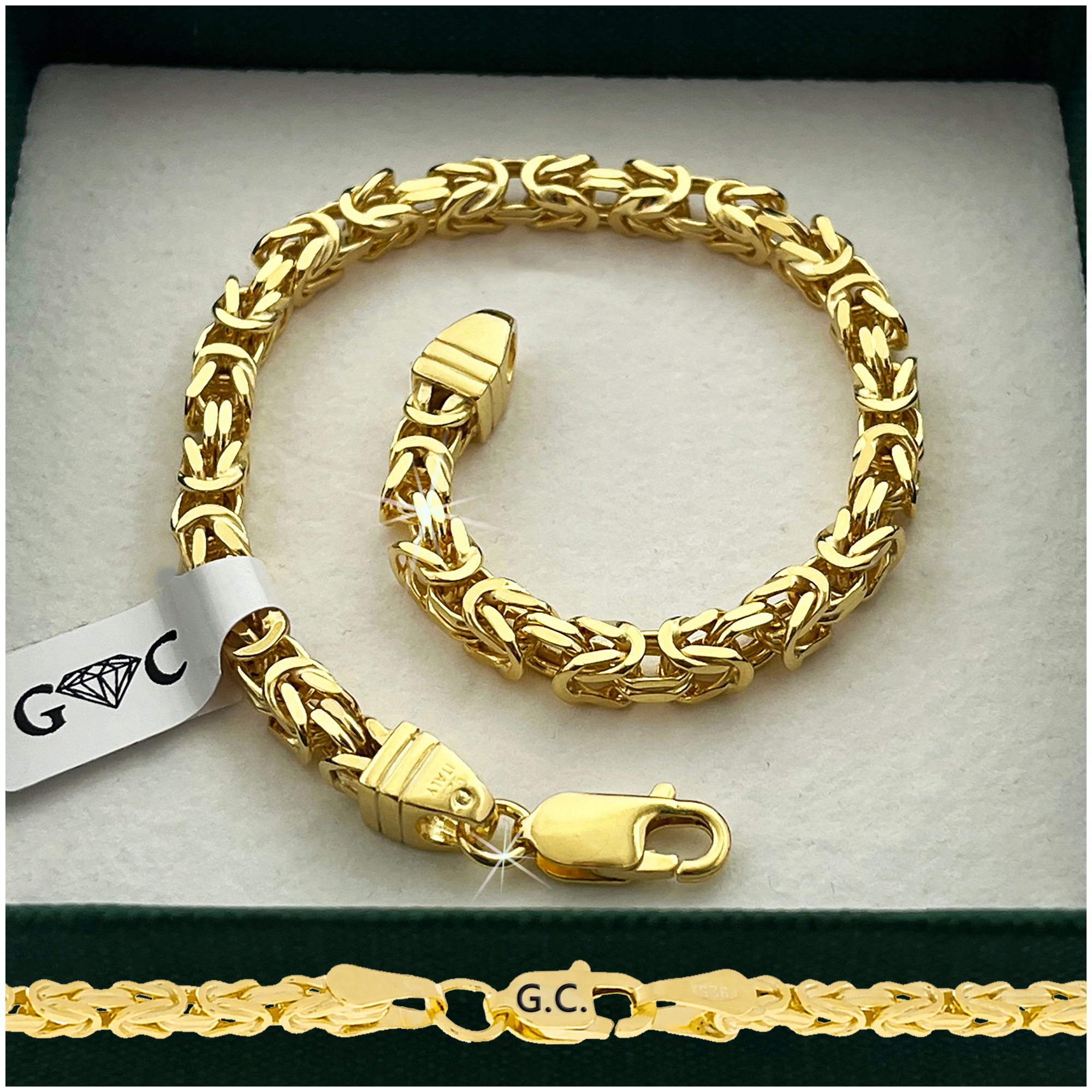 Zlatý Pánský Náramek 925 Hrubé Stříbro Královská Vazba 21 cm/4,3 mm Bonus